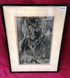 BLACK & WHITE SIGNED FRAMED ARTWORK FROM ESTATE