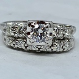 14KT WHITE GOLD 1.00CTS DIAMOND RING SET