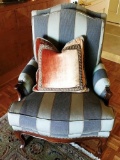 GREY & WHITE WING BACK CHAIR - CUSTOM MADE