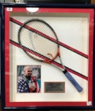 SIGNED GAME RACQUET BY ANDRE AGASSI IN DISPLAY SHADOWBOX