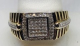10KT YELLOW GOLD MEN'S DIAMOND RING 9.4GRS