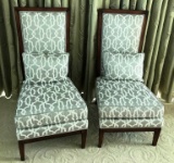 PAIR OF HIGH BACK WHITE & SILVER MATCHING CHAIRS FROM ESTATE