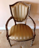 SINGLE GOLD STRIPPED OCCASIONAL ARM CHAIR (1 0F 2)