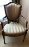 SINGLE GOLD STRIPPED OCCASIONAL ARM CHAIR (2 0F 2)