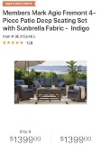 NEW IN BOX - AGIO 4-PIECE PATIO DEEP SEATING SET - INDIGO (1399.00)