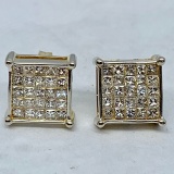 14KT YELLOW GOLD 1.50CTS DIAMOND EARRINGS