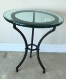 ROUND GLASS TOP END TABLE FROM ESTATE