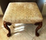 MAHOGANY LEG GOLD PAINTED ORNATE CARVED FOOTSTOOL