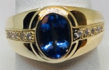14KT YELLOW GOLD 2.00CTS TANZANITE AND DIAMOND RING 7.9GRS