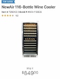 NEW IN BOX - NEWAIR  116 BOTTLE BUILT IN WINE COOLER AWR-1160DB