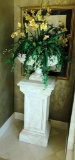 VASE W/ YELLOW FLOWERS & MATCHING PEDESTAL