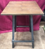 NEW SQUARE COUNTER HIGH METAL & WOOD TOP TABLE