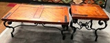 NICE WOOD & METAL LEG COFFEE & END TABLE SET FROM ESTATE