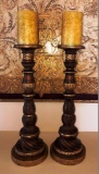 PAIR CANDLEHOLDERS WITH CANDLES
