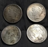 LOT OF (4) SILVER PEACE DOLLARS  - SEE PICS FOR YEARS & CONDITION