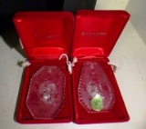 LOT OF TWO SIGNED WATERFORD CRYSTAL ORNAMENTS (RED BOX)