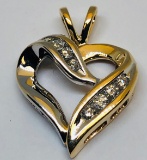 10KT YELLOW GOLD DIAMOND HEART PENDANT 2.3GRS