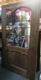 LARGE OAK LEADED GLASS DOOR