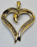 10KT YELLOW GOLD LARGE HEART DIAMOND PENDANT 3.9GRS