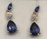 10KT WHITE GOLD TANZANITE AND DIAMOND EARRINGS