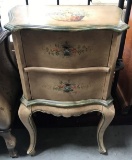 HAND PAINTED 2 DRAWER END TABLE COMMODE