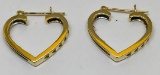 14KT YELLOW GOLD HEART SHAPE DIAMOND EARRINGS 3.1GRS