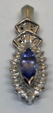 10KT WHITE GOLD TANZANITE AND DIAMOND PENDANT