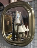 SILVER FRAMED MIRROR WITH CURVED CORNERS