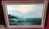 SIGNED SEASCAPE FRAMED CANVAS ARTWORK