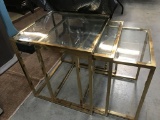 NEW WMC BRASS & GLASS NESTING TABLE SET - (369.00)