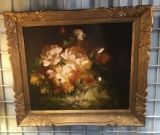 GOLD FRAMED FLORAL CANVAS ARTWORK