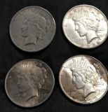 LOT OF (4) PEACE SILVER DOLLARS  - SEE PICS FOR YEARS & CONDITION