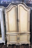 BEAUTIFUL TWO DOOR ANTIQUE WHITE FINISHED ARMOIRE