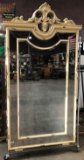 LARGE OFF WHITE FRAMED ANTIQUE MIRROR
