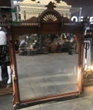 LARGE MAHOGANY ANTIQUE FRAMED MIRROR