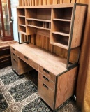 BEAUTIFUL 2PC DESK WITH HUTCH - UNFINISHED WOOD STYLE
