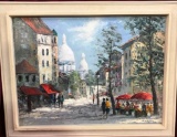 1960'S SIGNED FRAMED CANVAS ARTWORK - DOWNTOWN
