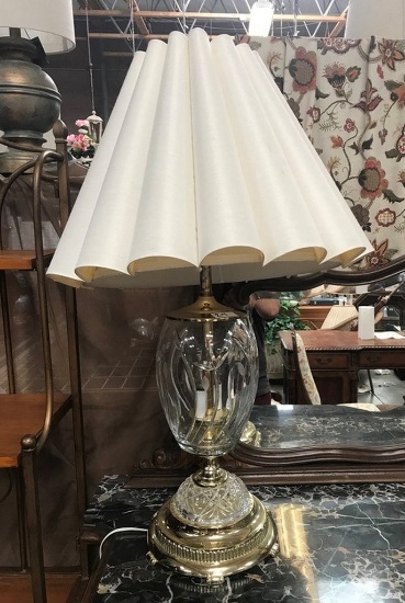 VERY NICE & HEAVY 36" TALL CRYSTAL TABLE LAMP