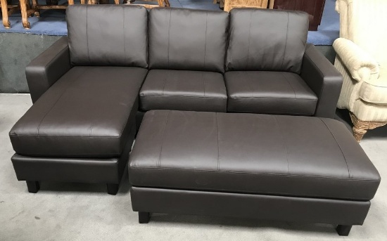 NEW ABBYSON LIVING LEATHER SECTIONAL W/ OTTOMAN (699.00 NEW)