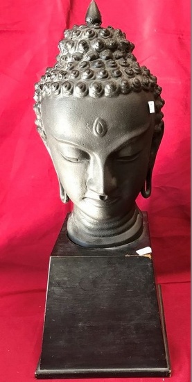 21" TALL CART IRON THAILAND BUST ON STAND