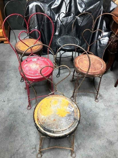 LOT OF (5) ANTIQUE METAL CHAIRS