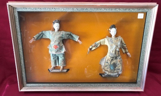 ASIAN COUPLE IN DISPLAY FRAMED SHADOWBOX - SEE PICS FOR DETAILS