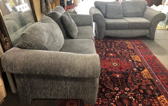 GRAY FABRIC COUCH & LOVESEAT FROM ANTHEM ESTATE