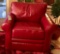 LIKE NEW GENUINE RED LEATHER DEEP SEATING CHAIR BY LA-Z-BOY