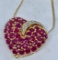 10KT YELLOW GOLD RUBY AND DIAMOND PENDANT WITH 14KT CHAIN