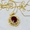14KT YELLOW GOLD RUBY AND DIAMOND PENDANT