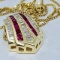 14KT YELLOW GOLD RUBY AND DIAMOND PENDANT