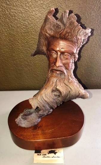NUMBERED FACED TREE TRUNK ON STAND BY WOODLAND SPIRIT - LIMITED EDITION