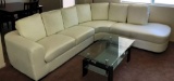 ALL WHITE LEATHER SECTIONAL (NO COFFEE TABLE)