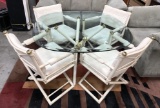 GLASS TOP TABLE & 4 WHITE CHAIRS - NICE QUALITY SET